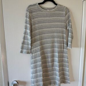 Elegant Oatmeal/grey 3/4 Sleeve Dress